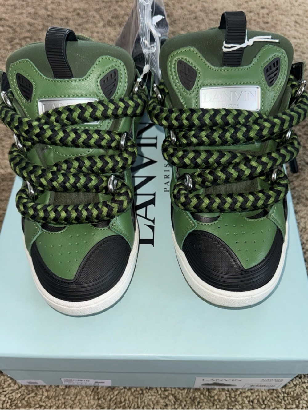 Lanvin Kids Olive Green and Black High-Top Sneakers